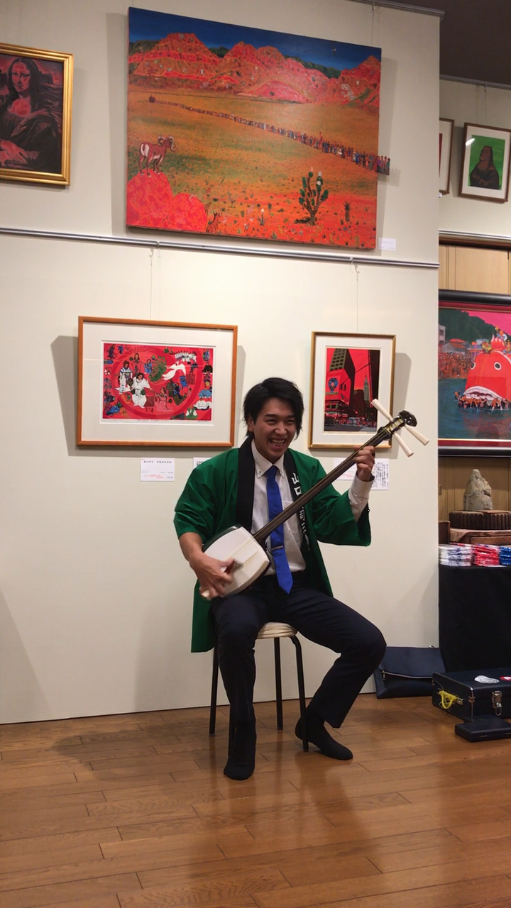 『第20回　斎藤吾朗アトリエ展』2日目　三味線奏者の山口晃司さんに来ていただきました！